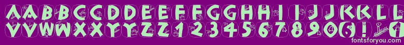 Classicapsxmas-Schriftart – Grüne Schriften auf violettem Hintergrund