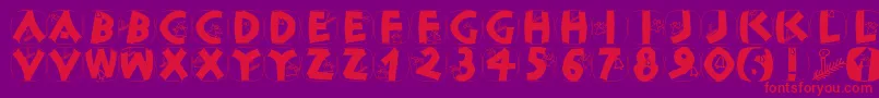 Weitere Informationen zur Classicapsxmas-Schriftart Classicapsxmas-Schriftart – Rote Schriften auf violettem Hintergrund