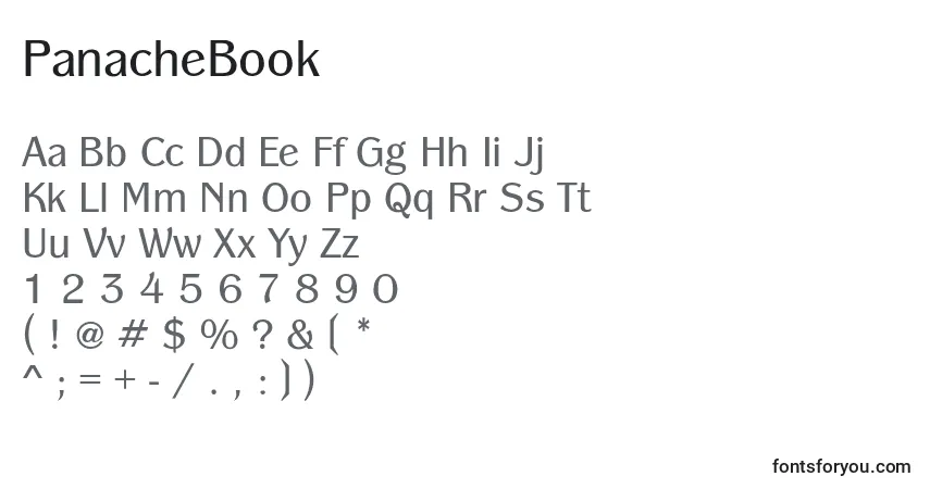 A fonte PanacheBook – alfabeto, números, caracteres especiais
