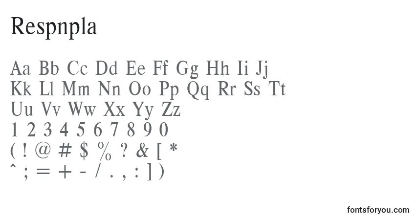 A fonte Respnpla – alfabeto, números, caracteres especiais
