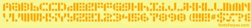フォントGunju – オレンジの文字が黄色の背景にあります。
