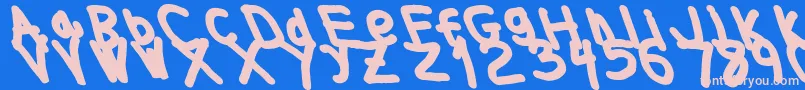 Więcej informacji o czcionce Thickerthanleftalic Czcionka Thickerthanleftalic – różowe czcionki na niebieskim tle