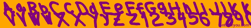 フォントThickerthanleftalic – オレンジの背景に紫のフォント