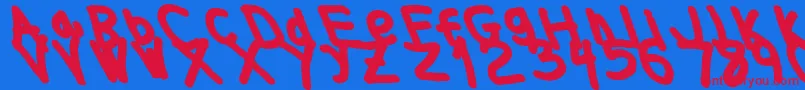 フォントThickerthanleftalic – 赤い文字の青い背景