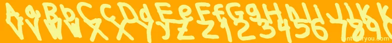 Thickerthanleftalic-fontti – keltaiset fontit oranssilla taustalla