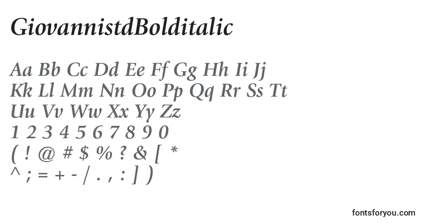 Шрифт GiovannistdBolditalic – алфавит, цифры, специальные символы