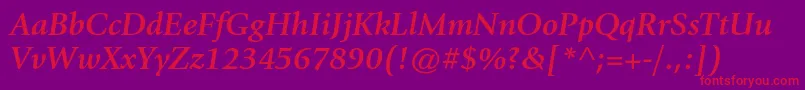 GiovannistdBolditalic Font – Red Fonts on Purple Background