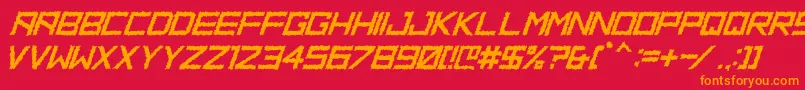 フォントHbmRidgeDistortedPersonalUseOnly – 赤い背景にオレンジの文字