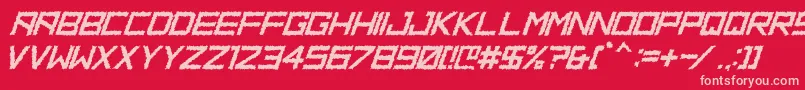 フォントHbmRidgeDistortedPersonalUseOnly – 赤い背景にピンクのフォント
