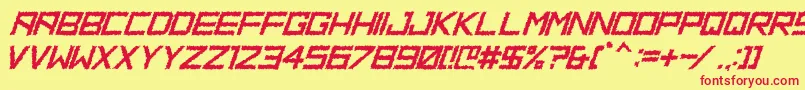 フォントHbmRidgeDistortedPersonalUseOnly – 赤い文字の黄色い背景