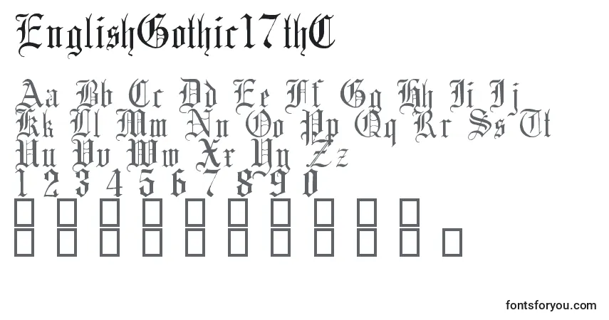 Fuente EnglishGothic17thC - alfabeto, números, caracteres especiales