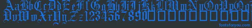 EnglishGothic17thC Font – Blue Fonts on Black Background