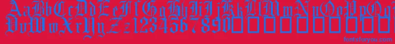 EnglishGothic17thC Font – Blue Fonts on Red Background