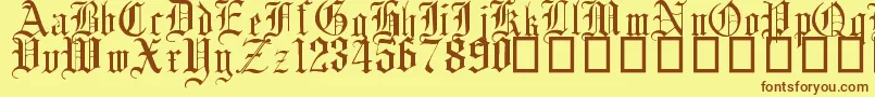 EnglishGothic17thC Font – Brown Fonts on Yellow Background