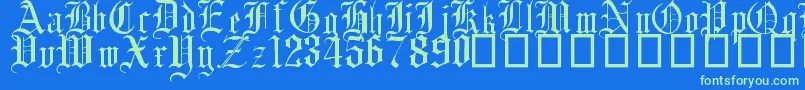 EnglishGothic17thC Font – Green Fonts on Blue Background