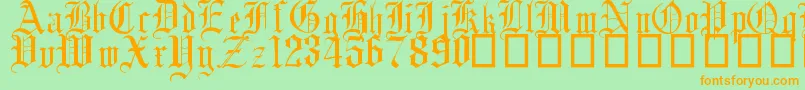 EnglishGothic17thC-Schriftart – Orangefarbene Schriften auf grünem Hintergrund