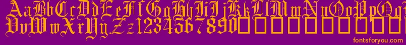 EnglishGothic17thC Font – Orange Fonts on Purple Background