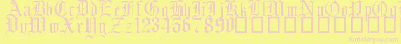 EnglishGothic17thC Font – Pink Fonts on Yellow Background