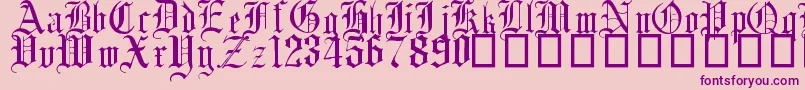 EnglishGothic17thC-Schriftart – Violette Schriften auf rosa Hintergrund