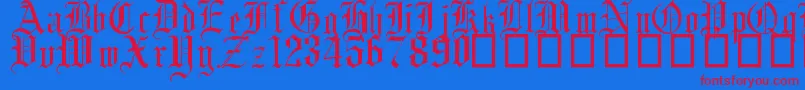 EnglishGothic17thC Font – Red Fonts on Blue Background