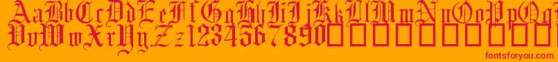 EnglishGothic17thC-Schriftart – Rote Schriften auf orangefarbenem Hintergrund