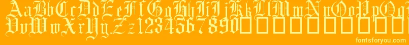 EnglishGothic17thC Font – Yellow Fonts on Orange Background