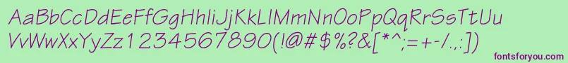 EskiztwocItalic Font – Purple Fonts on Green Background
