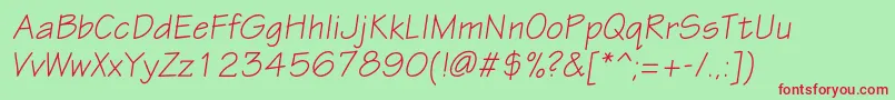 EskiztwocItalic-Schriftart – Rote Schriften auf grünem Hintergrund