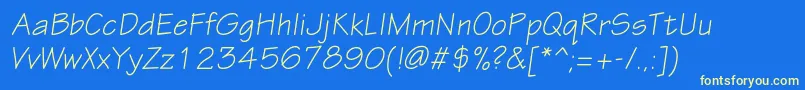 フォントEskiztwocItalic – 黄色の文字、青い背景