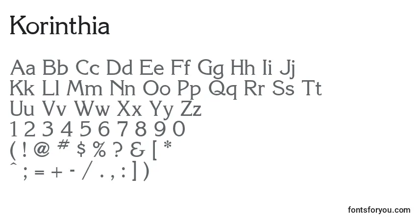 Fuente Korinthia - alfabeto, números, caracteres especiales