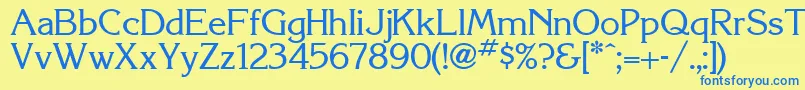 Korinthia Font – Blue Fonts on Yellow Background