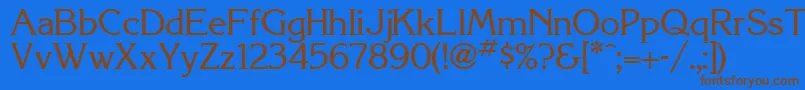 Lisätietoja Korinthia-fontista Korinthia-fontti – ruskeat fontit sinisellä taustalla
