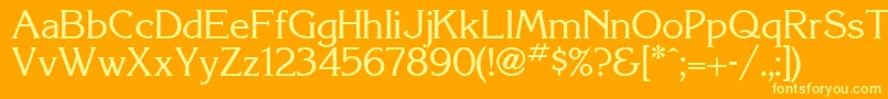 Korinthia Font – Yellow Fonts on Orange Background