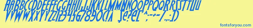 WolfsBaneItalic Font – Blue Fonts on Yellow Background