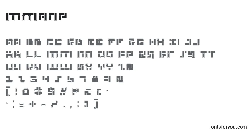 A fonte Mmanp – alfabeto, números, caracteres especiais