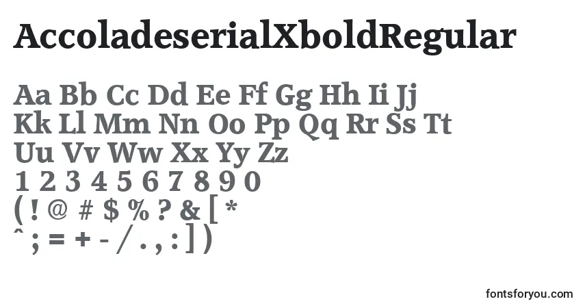 A fonte AccoladeserialXboldRegular – alfabeto, números, caracteres especiais