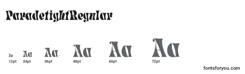 ParadetightRegular Font Sizes