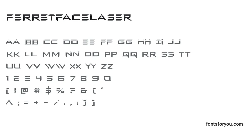 A fonte Ferretfacelaser – alfabeto, números, caracteres especiais