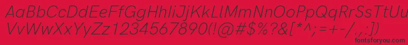 Fonte HkgroteskLightitalic – fontes pretas em um fundo vermelho