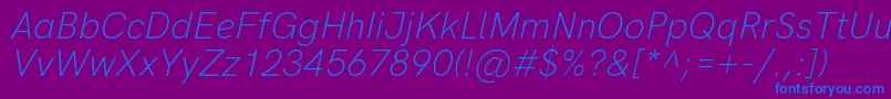 Подробнее о шрифте HkgroteskLightitalic Шрифт HkgroteskLightitalic – синие шрифты на фиолетовом фоне