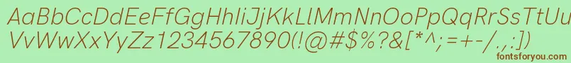 Fonte HkgroteskLightitalic – fontes marrons em um fundo verde