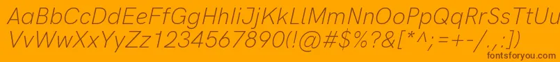 HkgroteskLightitalic-Schriftart – Braune Schriften auf orangefarbenem Hintergrund