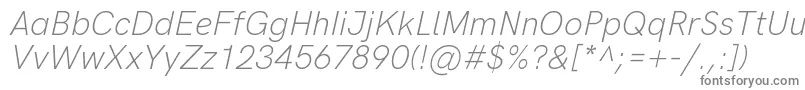 フォントHkgroteskLightitalic – 白い背景に灰色の文字