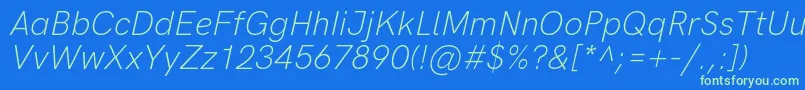 HkgroteskLightitalic Font – Green Fonts on Blue Background