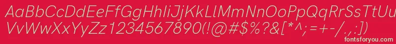 Шрифт HkgroteskLightitalic – зелёные шрифты на красном фоне