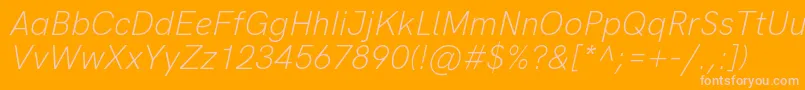 HkgroteskLightitalic-Schriftart – Rosa Schriften auf orangefarbenem Hintergrund