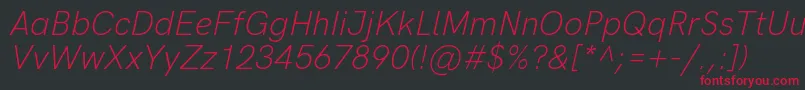 HkgroteskLightitalic Font – Red Fonts on Black Background