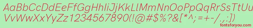 HkgroteskLightitalic Font – Red Fonts on Green Background