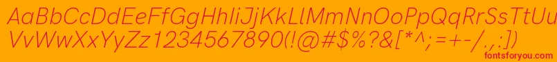 Czcionka HkgroteskLightitalic – czerwone czcionki na pomarańczowym tle
