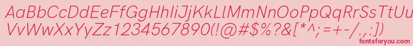 フォントHkgroteskLightitalic – ピンクの背景に赤い文字